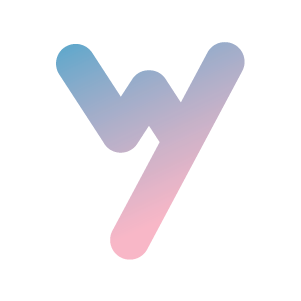 Rounded blue and pink logo of letters W and Y combined together